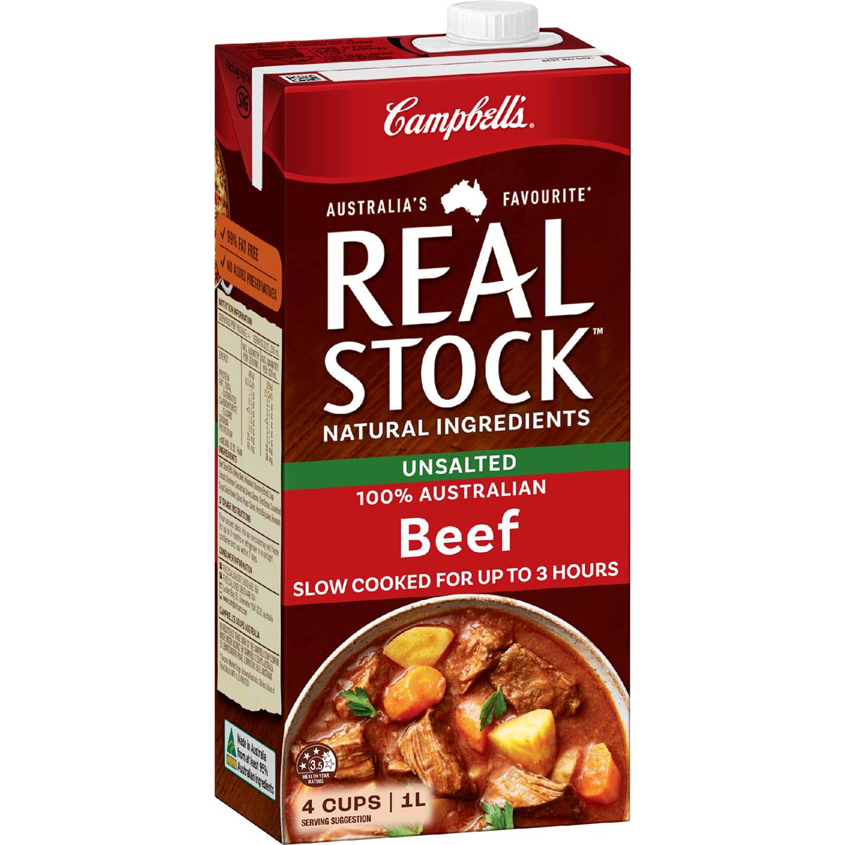 Campbells Real Stock Unsalted Beef 1L