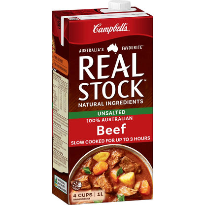 Campbells Real Stock Unsalted Beef 1L