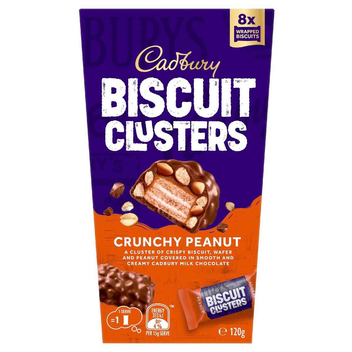 Cadbury Chocolate Biscuit Clusters Crunchy Peanut 120g