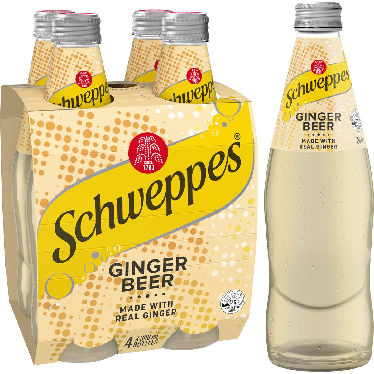 Schweppes Ginger Beer Soft Drink 4 x 300mL