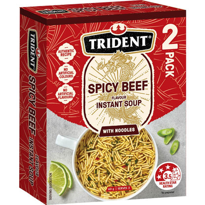 Trident Spicy Beef Flavour Instant Soup With Noodles` 2 pack