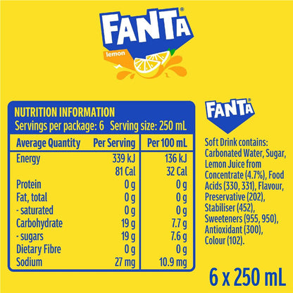 Fanta Mini Cans Lemon 6 x 250mL
