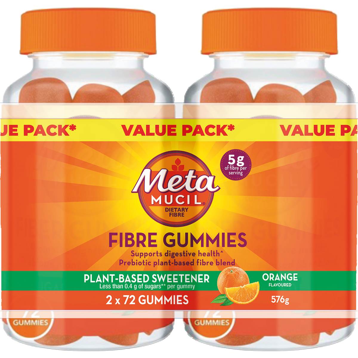 Metamucil Fibre Gummies Orange Value 144 pack