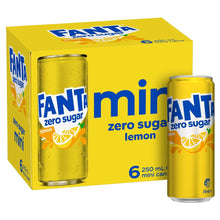 Fanta Mini Cans Lemon Zero Sugar 6 x 250mL