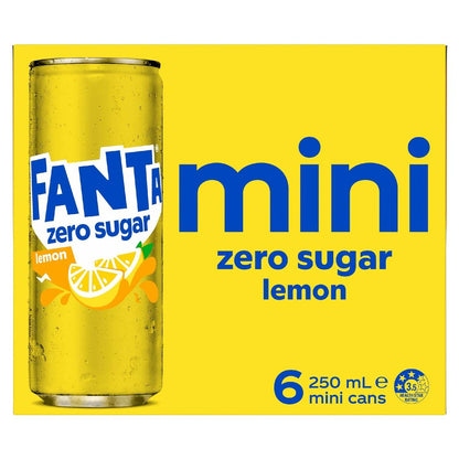Fanta Mini Cans Lemon Zero Sugar 6 x 250mL