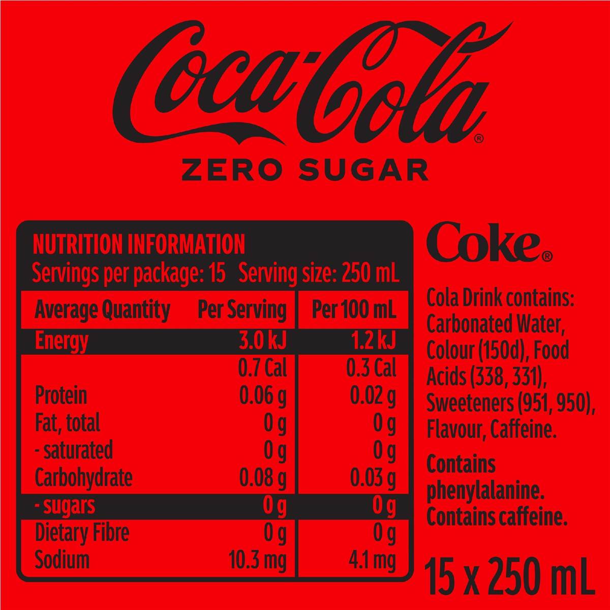 Coca-Cola Mini Zero Sugar 15 x 250ml