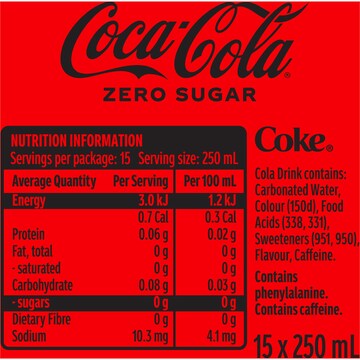 Coca-Cola Mini Zero Sugar 250mL x 15 pack