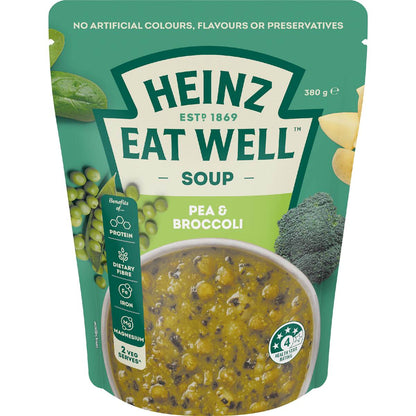 Heinz Eat Well Soup Pouch Pea & Broccoli 380g