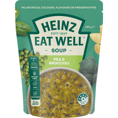 Heinz Eat Well Soup Pouch Pea & Broccoli 380g