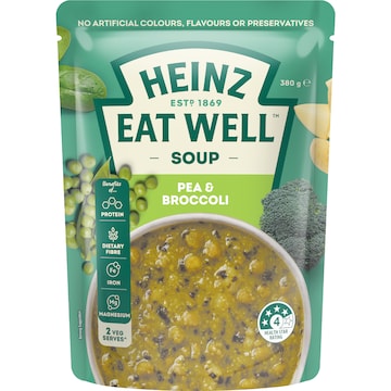 Heinz Eat Well Soup Pouch Pea & Broccoli 380g