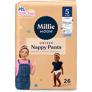 Millie Moon Ms Rachel Nappy Pants Size 5 (13-18kg) 26 pack