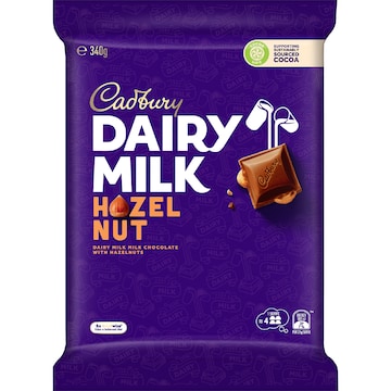 Cadbury Dairy Milk Hazelnut Large Chocolate Block 340g