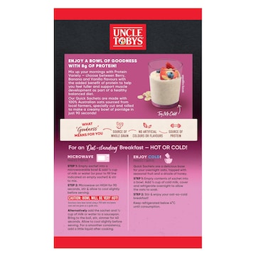 Uncle Tobys Oats Sachets Protein Variety 8 pack 280g