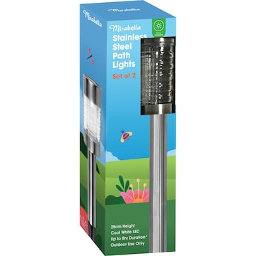 Mirabella Solar Stainless Steel Path Lights 2 pack