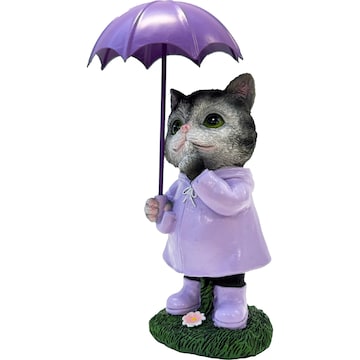 Gardman Polyresin Cat With Umbrella Purple each