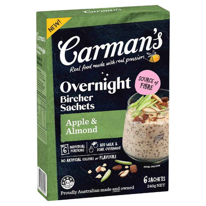 Carman's Overnight Bircher Sachets Apple & Almond 6 pack
