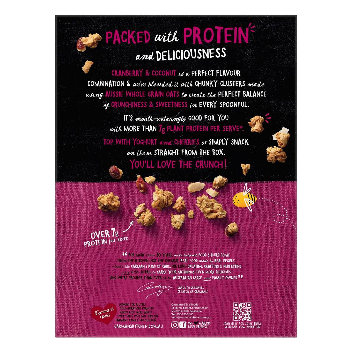 Carman's Protein Clusters Cranberry & Coconut 425g