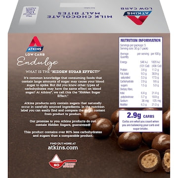 Atkins Low Carb Indulge Malt Bites 30g x 5 pack