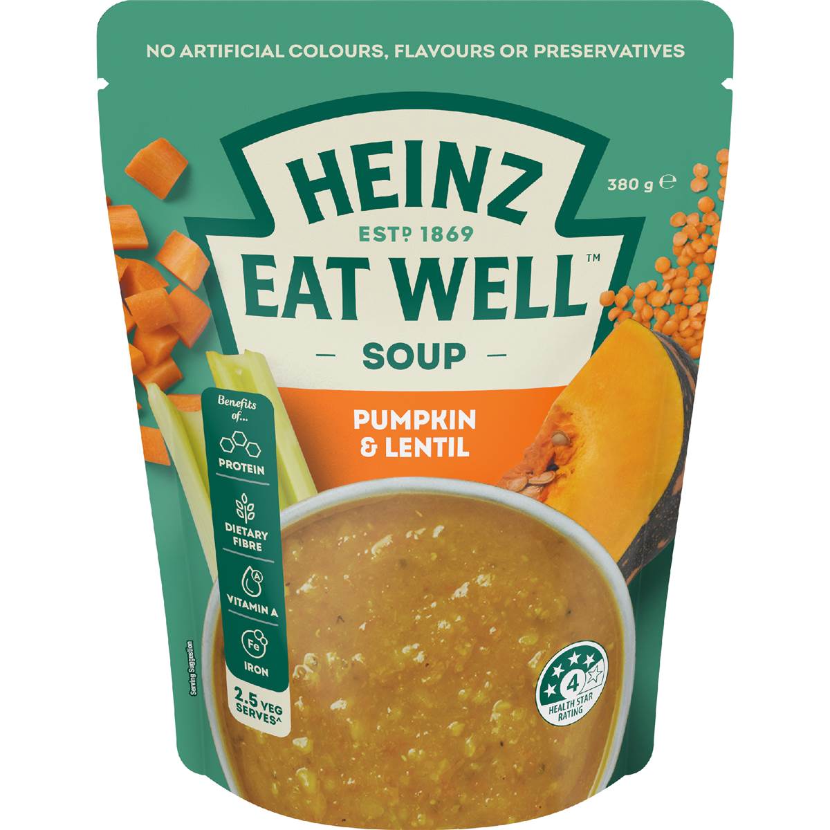 Heinz Eat Well Soup Pouch Pumpkin & Lentil 380g