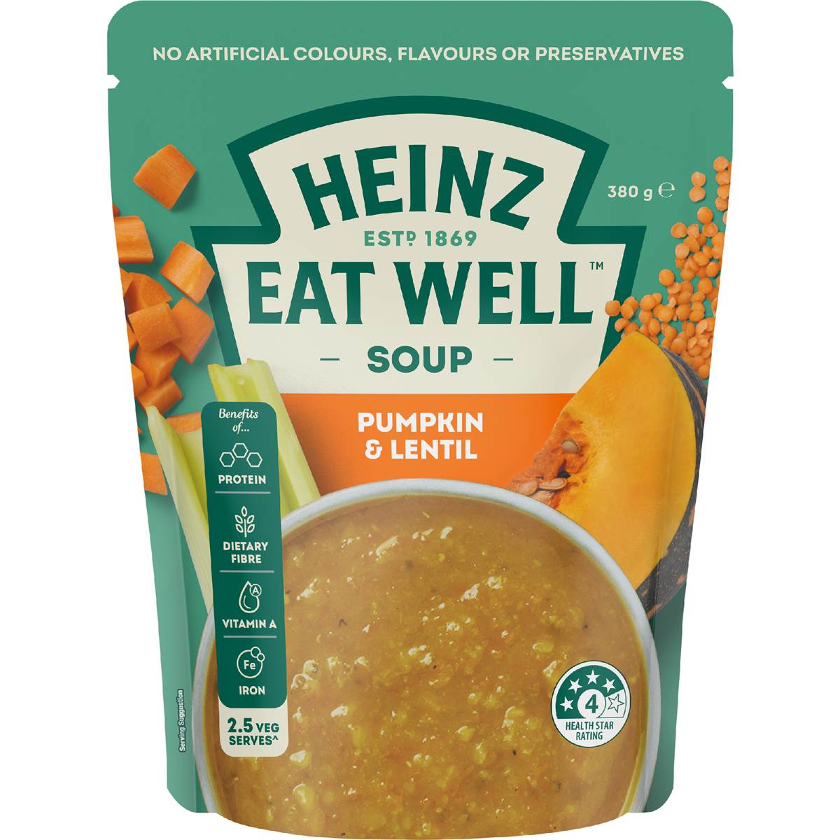 Heinz Eat Well Soup Pouch Pumpkin & Lentil 380g