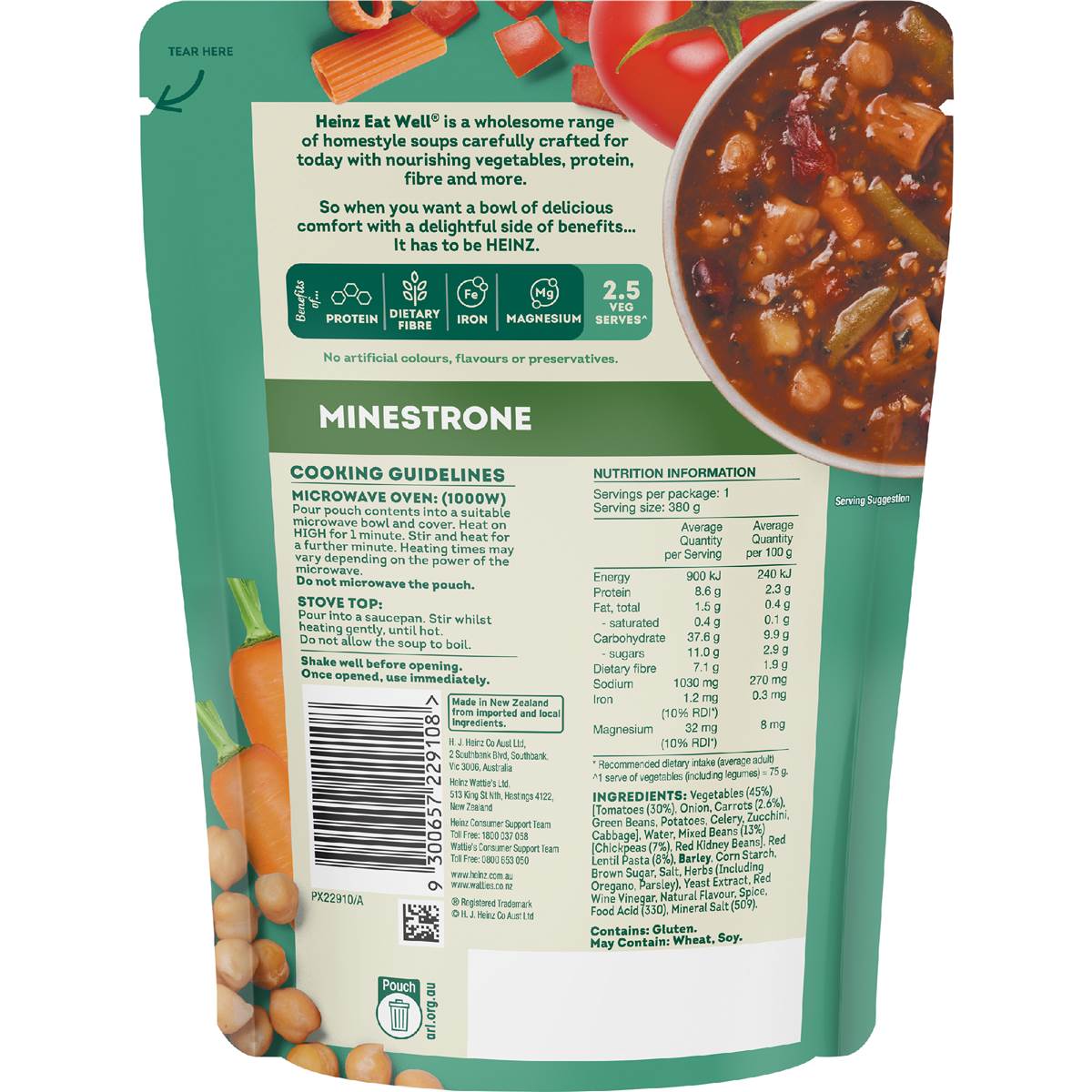 Heinz Eat Well Soup Pouch Minestrone 380g
