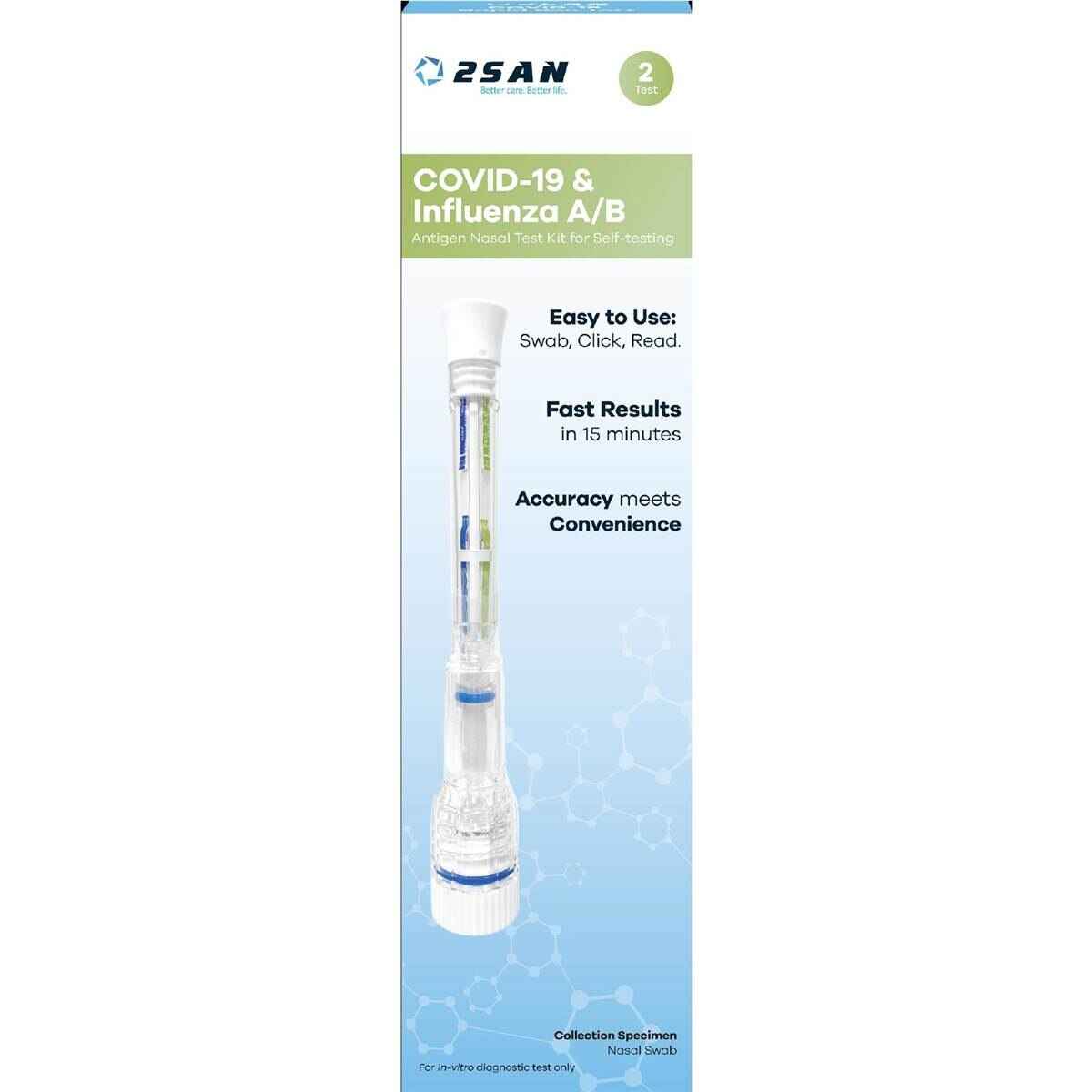 2SAN Nasal COVID-19 & Influenza A/B Test 2 pack