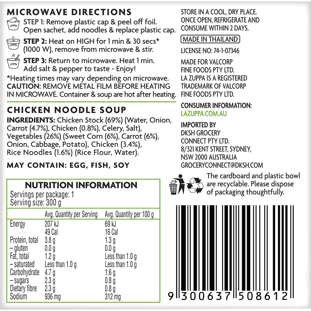 La Zuppa Soup Bowl Chicken Noodle 300g