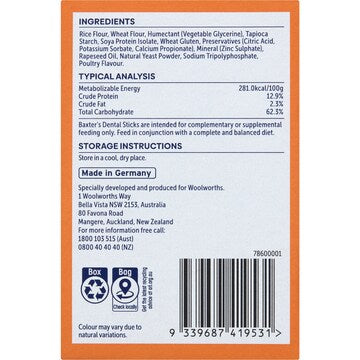 Baxter's Dental Sticks For Small To Medium Dogs 28 pack