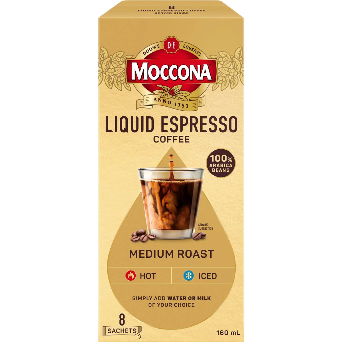Moccona Liquid Coffee Sachets Espresso Medium Roast 8 pack