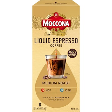 Moccona Liquid Coffee Concentrate Sachets Espresso Medium Roast 8 pack