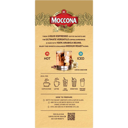 Moccona Liquid Coffee Sachets Espresso Medium Roast 8 pack