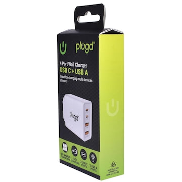 Plugd 4 in 1 Wall Charger USB A & C each