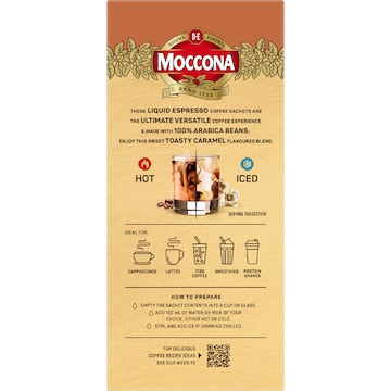Moccona Liquid Coffee Concentrate Sachets Espresso Caramel 8 pack