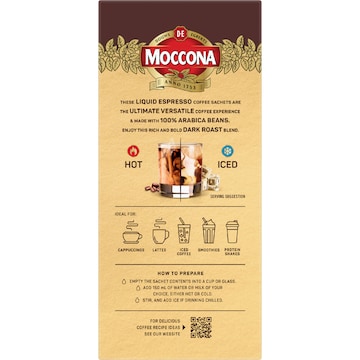 Moccona Liquid Coffee Concentrate Sachets Espresso Dark Roast 8 pack