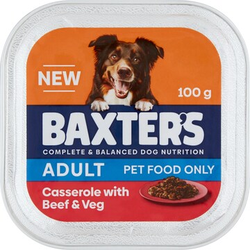 Baxter's Adult Dog Food Casserole Tray Beef & Vegetables 100g