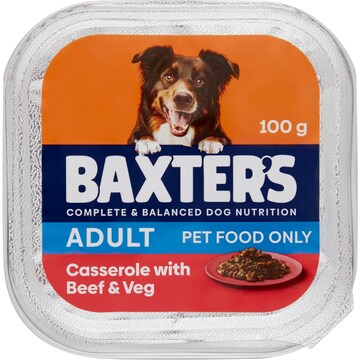 Baxter's Adult Wet Dog Food Casserole Tray Beef & Vegetables 100g