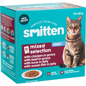 Smitten Mixed Selection Wet Cat Food Pouches 85g x 12 pack