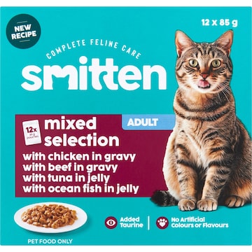 Smitten Mixed Selection Wet Cat Food Pouches 85g x 12 pack