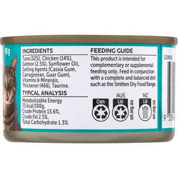Smitten Adult Cat Food Tuna & Chicken With Salmon In Jelly 85g