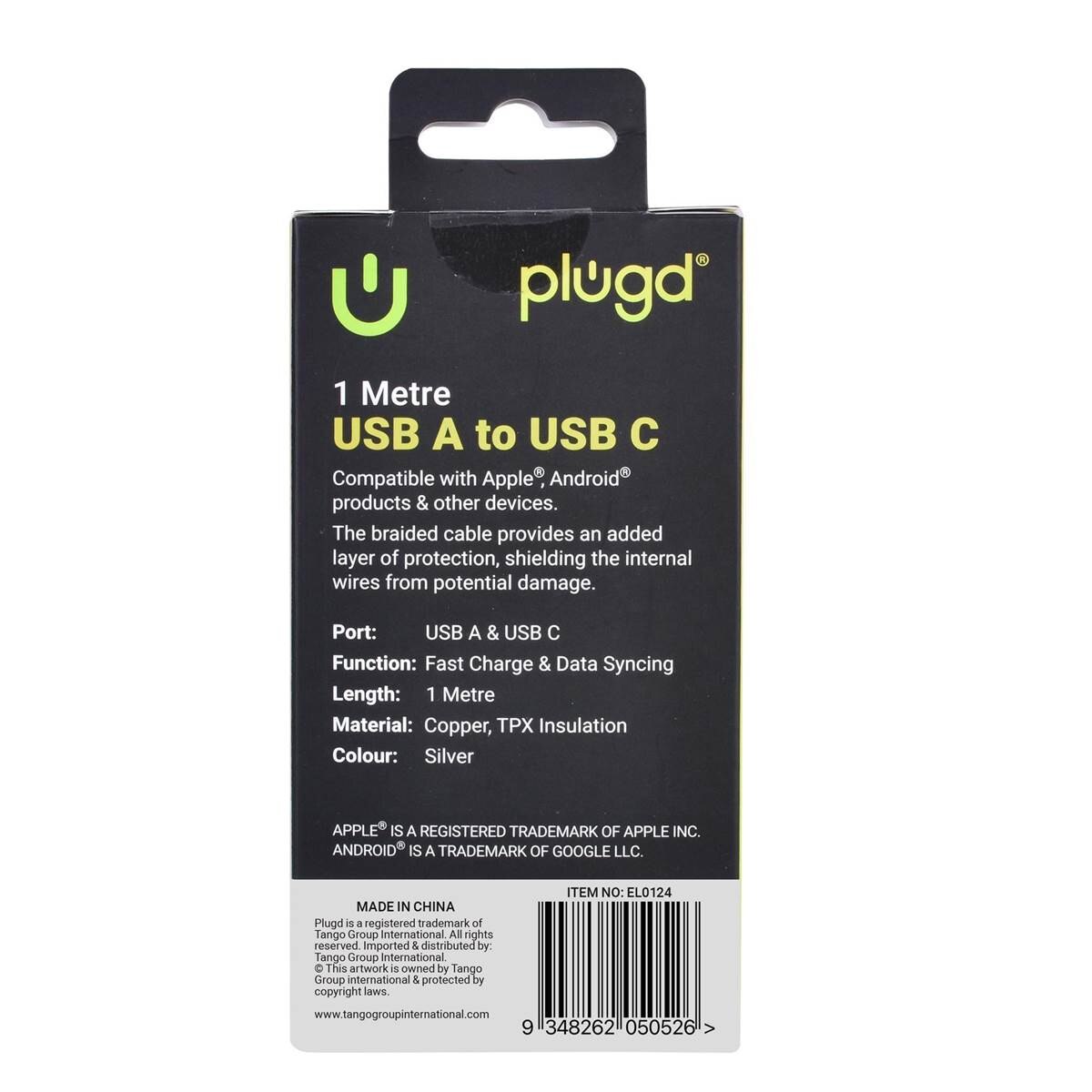 Plugd USB A to C Cable 1m each