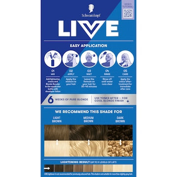 Schwarzkopf Live 00B Max Blonde Hair Bleach each