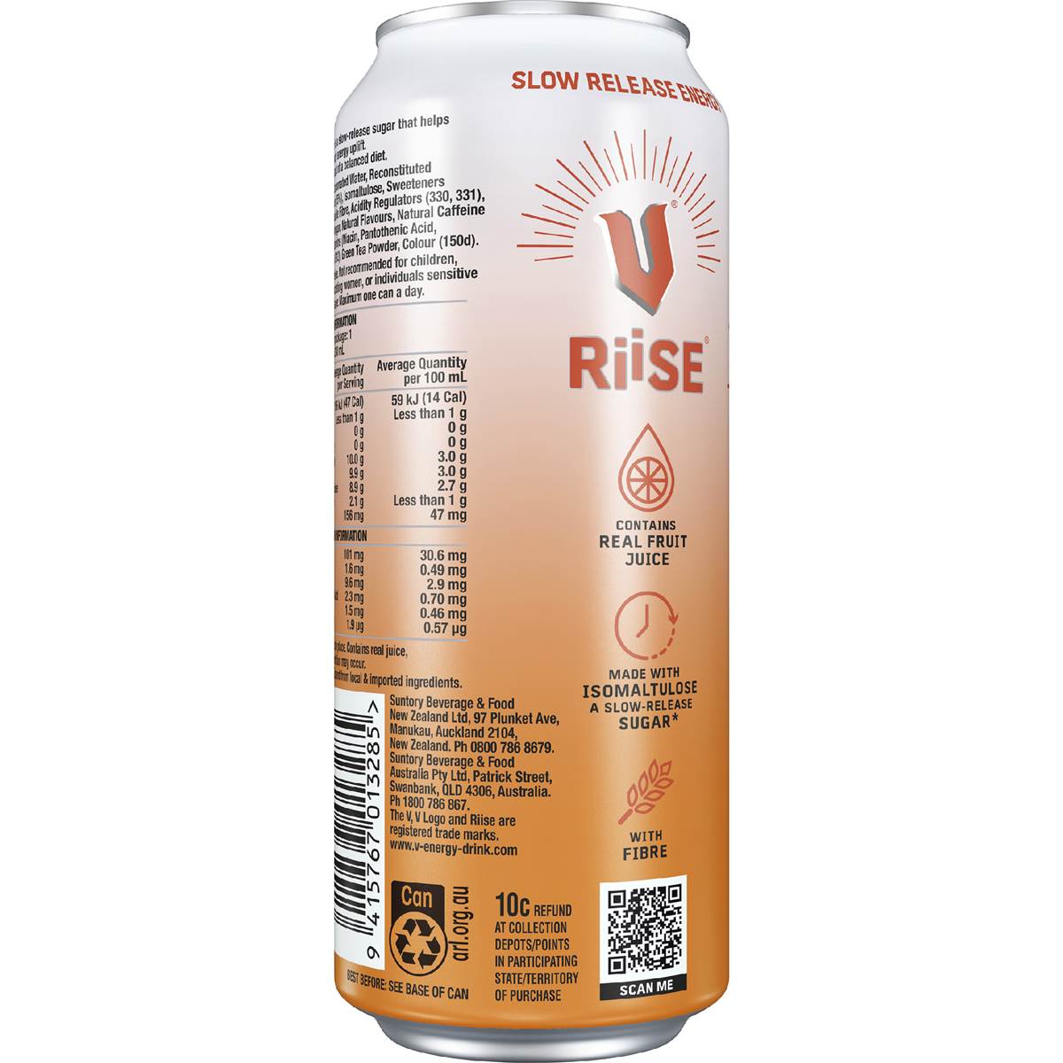 V Energy Riise Sparkling Drink Mandarin 330mL