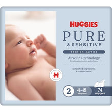 Huggies Pure & Sensitive Nappies Size 2 (4-8kg) 74 pack