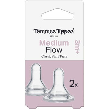 Tommee Tippee Classic Start Teats Medium Flow 3M+ 2 pack