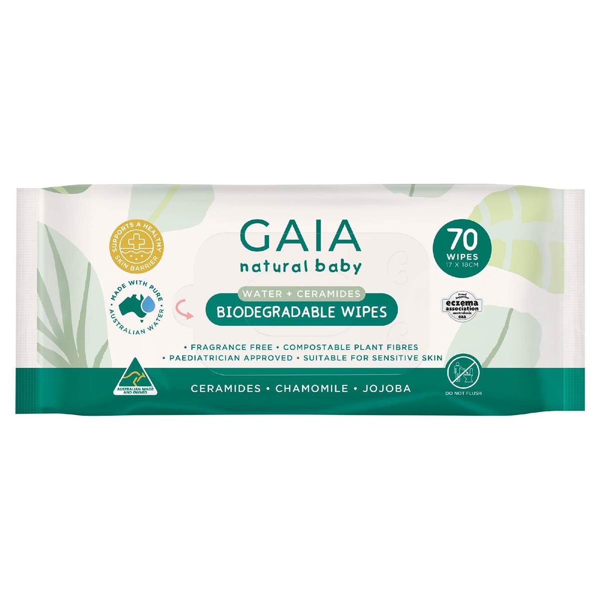 Gaia Biodegradable Baby Wipes 70 pack