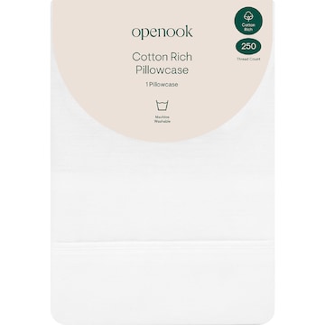 Openook 250TC Cotton Rich Pillowcase White each