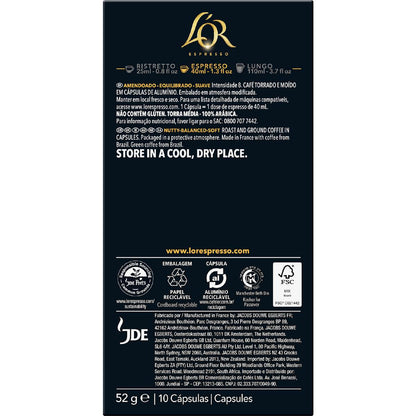 L'OR Espresso Brazil Coffee Pods 10 pack