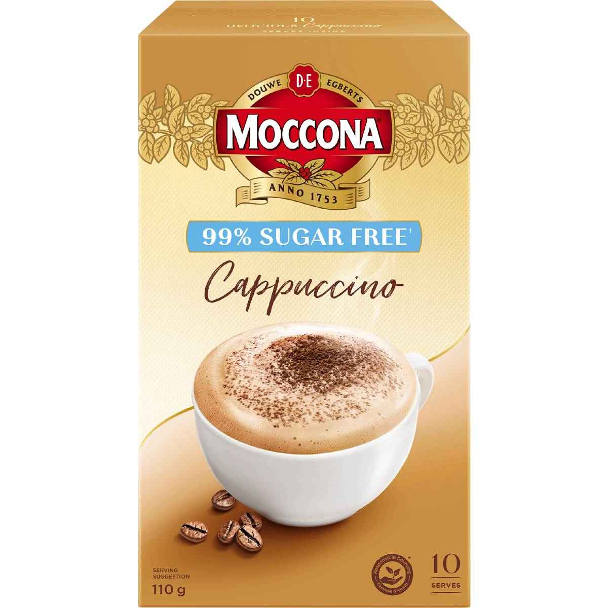 Moccona Coffee Sachets Sugar Free Cappuccino 10 pack