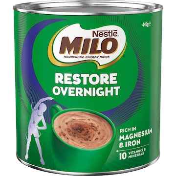 Milo Restore Overnight Chocolate Malt Powder Hot Drink 440g