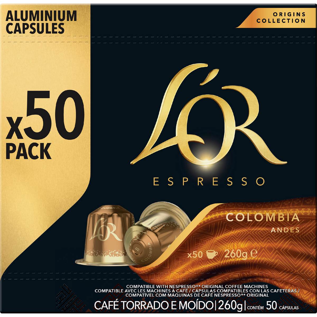 L'Or Espresso Colombia Intensity 8 Coffee Pods 50 pack